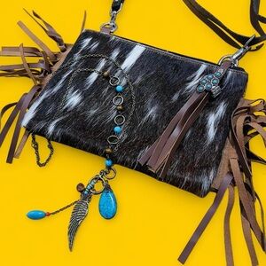 Boutique Costume Leather Crossbody & Faux Turquoise Jewelry